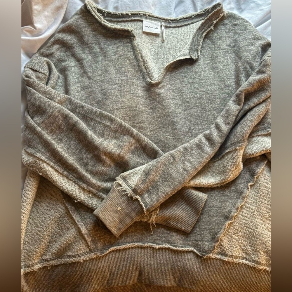 Urban Outfitters Light Gray Distressed Pullover Sweatshirt